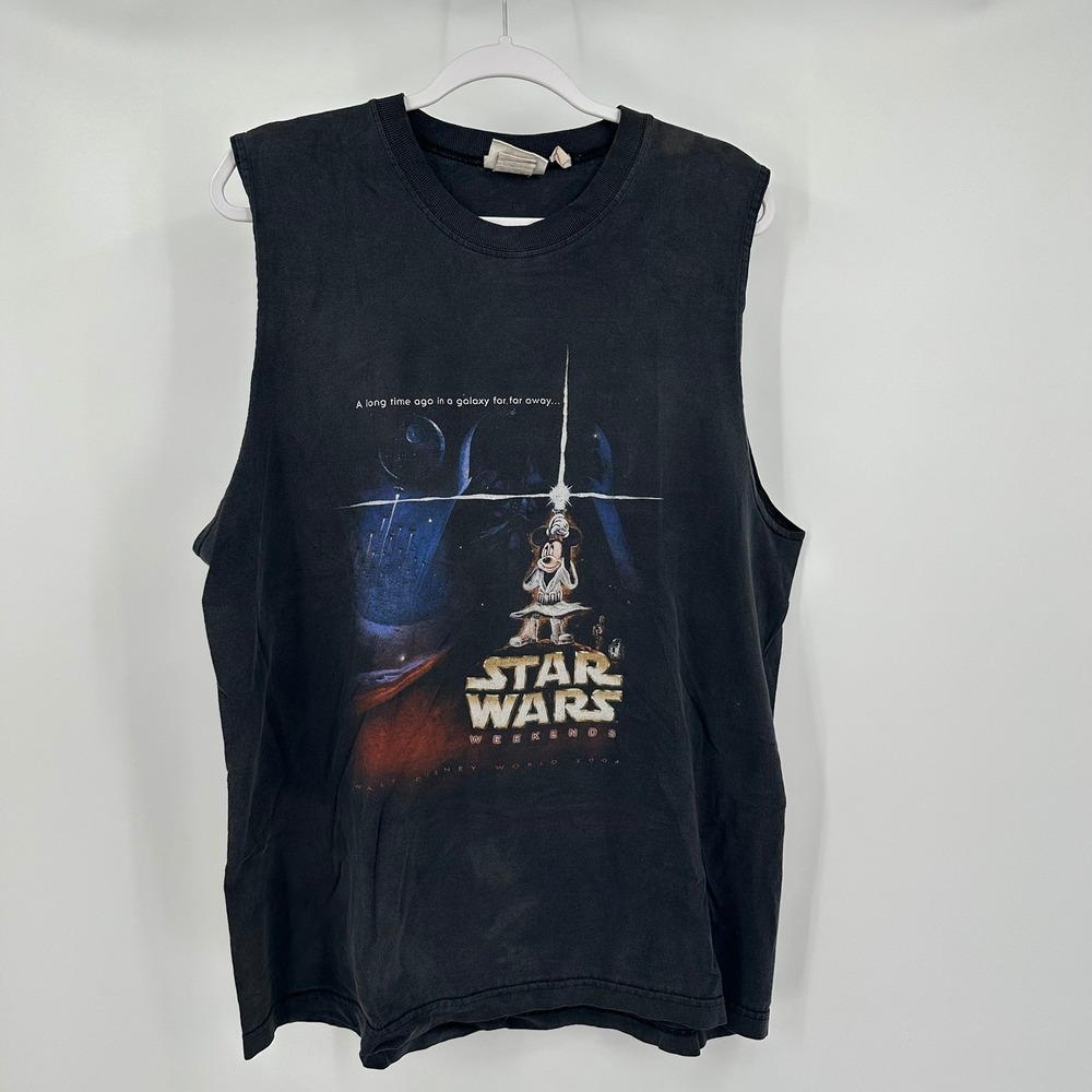 Vintage 2004 Walt Disney World Star Wars Weekends Mickey Mouse Muscle Tee Sz XL